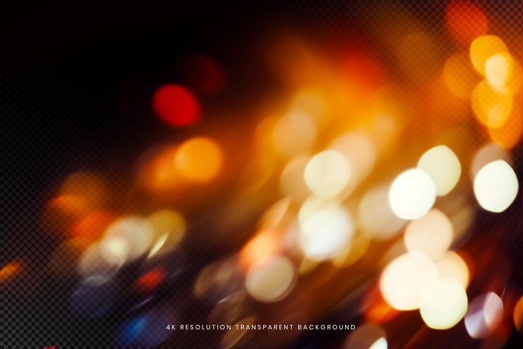 PSD abstracto bokeh haz de luz desfocado sobre un fondo transparente