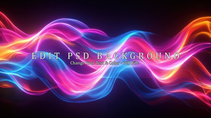 PSD abstracto las coloridas ondas de neón