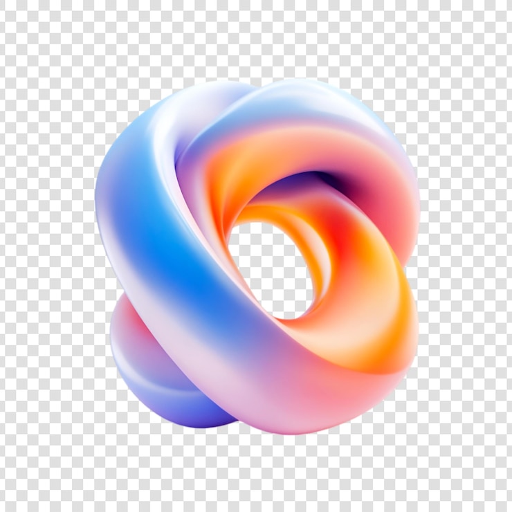 PSD abstracto colorido diseño de nudo de toroide 3d forma de remolino gradiente colores rosa naranja azul púrpura