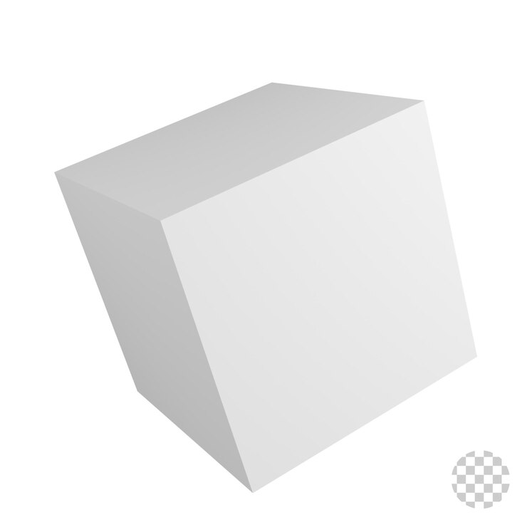 PSD abstracto del cubo blanco simple en 3d