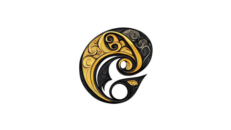 PSD abstracto desenho giratório dourado e preto padrão ornamentado elegante