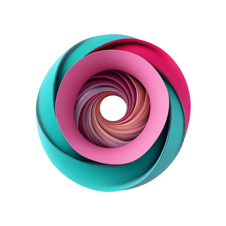 PSD abstracto diseño circular en 3d de color rosa y carmesí giratorio