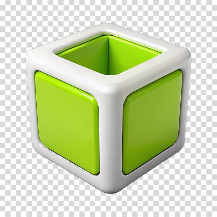 PSD abstracto diseño de cubos verdes y blancos en 3d