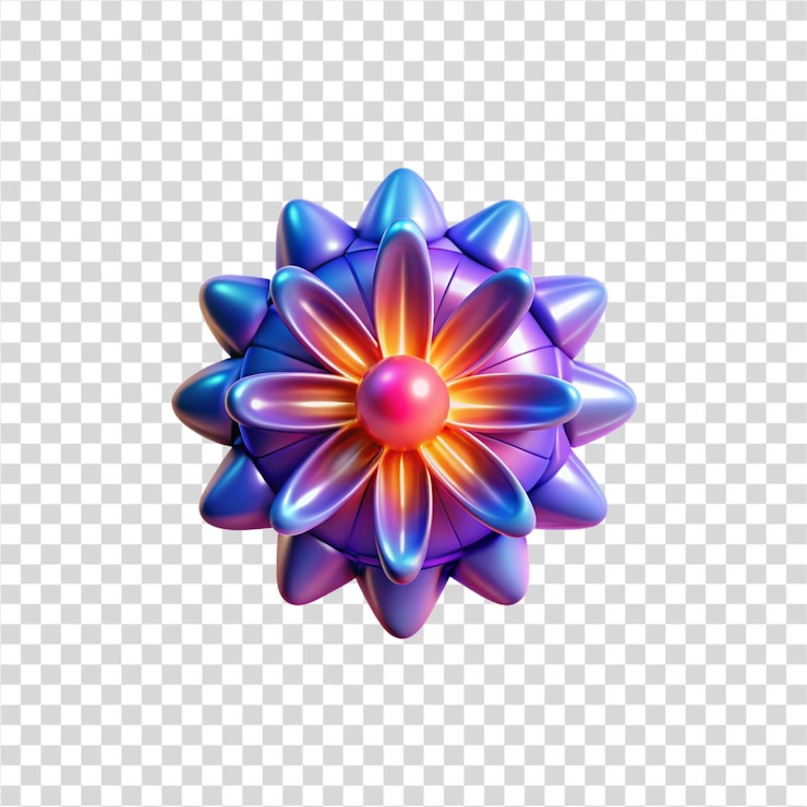 PSD abstracto diseño de gradiente geométrico iridescente de flores en 3d