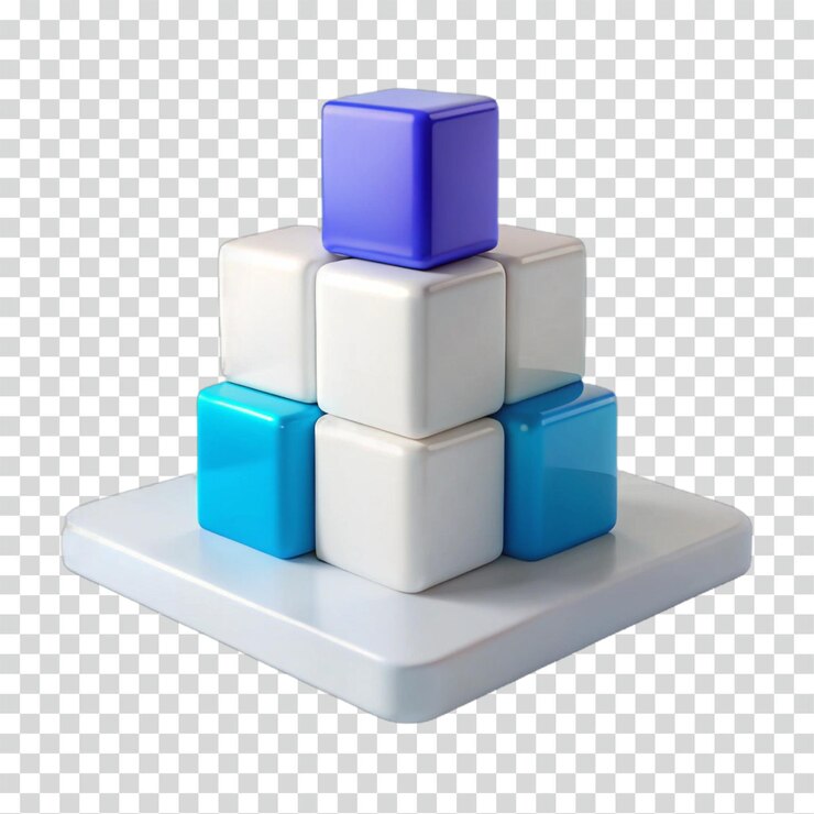 PSD abstracto estructura de pirámide de cubo 3d bloques de color y diseño