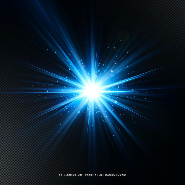 Abstracto Flare de lente azul em fundo transparente