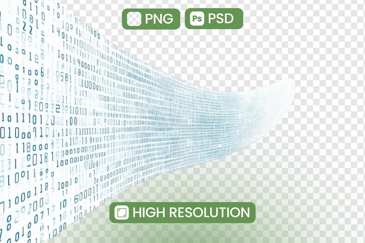 PSD abstracto de flujo de datos digitales visualización de código binario archivos png y psd de alta resolución disponibles para descargar explorando el concepto de flujo de información y avance tecnológico