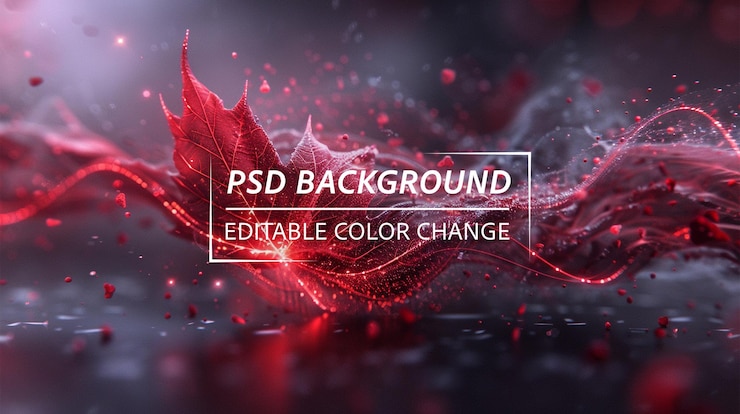 PSD abstracto fondo rojo partículas digitales forma redonda