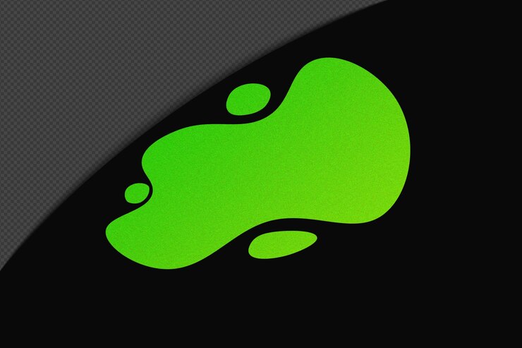 PSD abstracto forma transparente elemento de gradiente granulado con neón verde plantilla de color psd diseño png