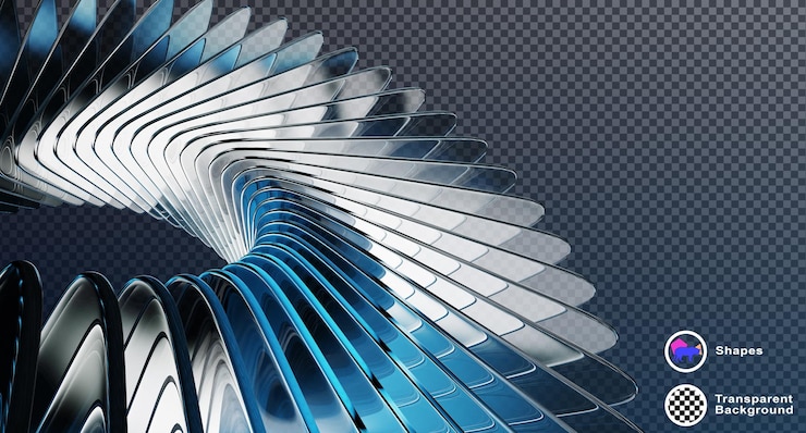 PSD abstracto fundo 3d escuro com efeito de onda de curva de vidro de fileiras de placas quadradas transparentes padrão de linha de cristal com refração de luz de gradiente azul render banner de tecnologia digital