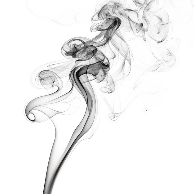Abstracto humo girando hacia arriba contra un fondo blanco