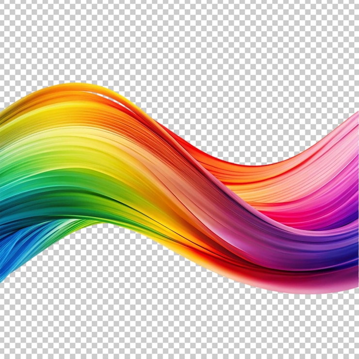 PSD abstracto linha ondulada multicolor de luz é isolada em fundo transparente