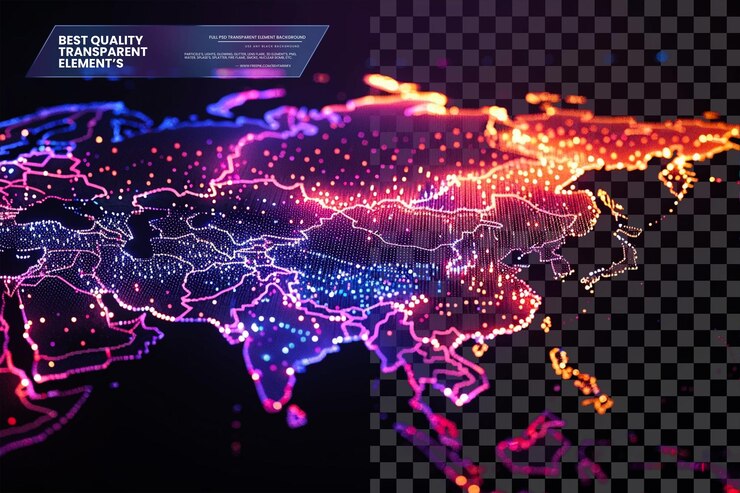 PSD abstracto mapa de la federación rusa creado a partir de do en un fondo transparente