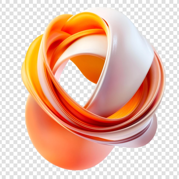 PSD abstracto naranja y blanco formas giratorias diseño arte moderno 3d renderización ilustración digital