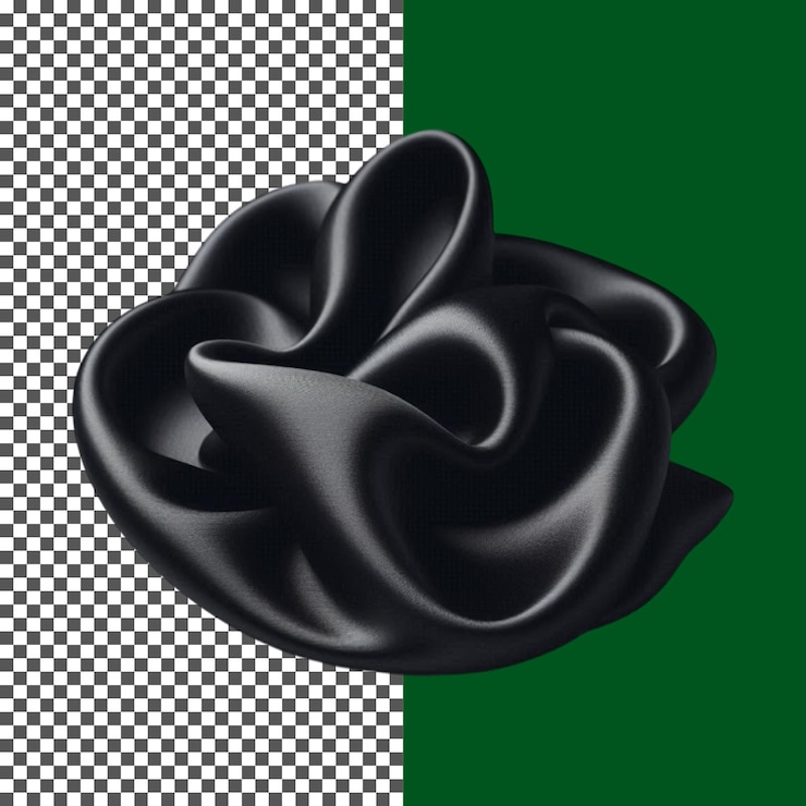 PSD abstracto ola de seda negra con acabado brillante en fondo transparente png psd