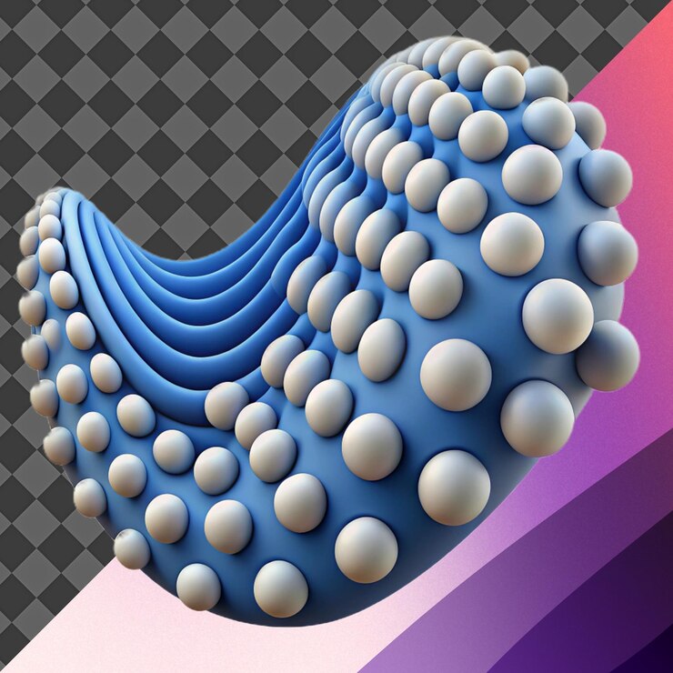 PSD abstracto de onda azul 3d con ilustración de esferas