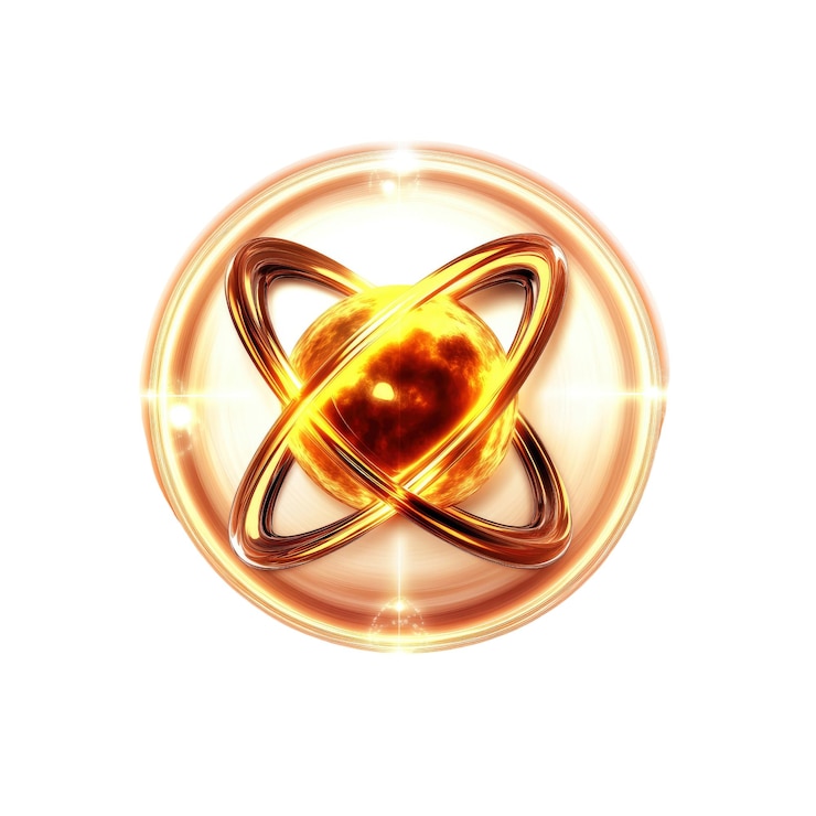 PSD abstracto orbe de ouro com anéis brilhantes