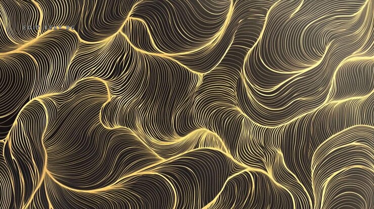 PSD abstracto oro y negro líneas onduladas patrón fondo
