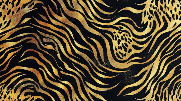 Abstracto Patrón de cebra con rayas doradas