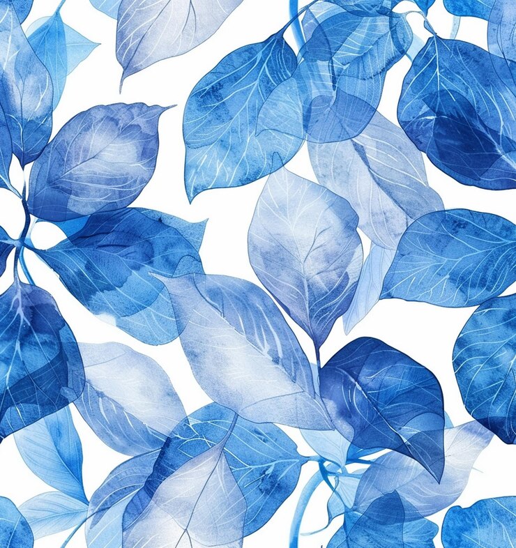 PSD abstracto patrón de hojas azules fondo blanco claro arte digital de alta resolución en el estilo