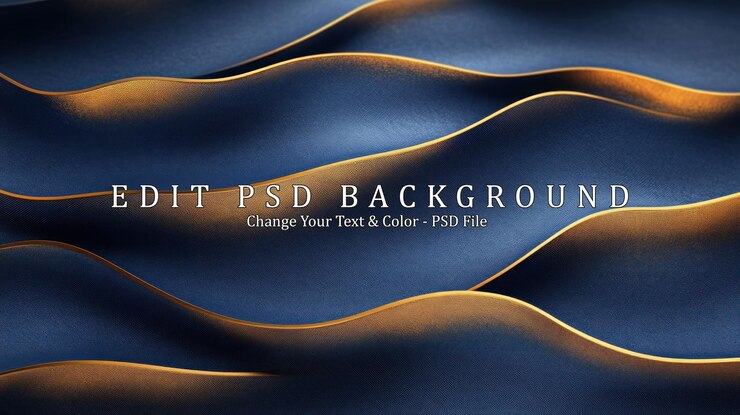 PSD abstracto patrón de onda azul y dorado
