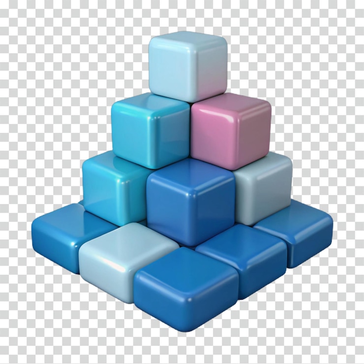 PSD abstracto pirámide 3d de cubos bloques de color estructura geométrica