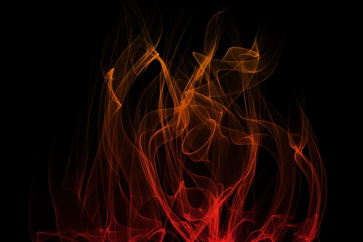 PSD abstracto remolino de llamas de fuego y humo con un gradiente de colores naranja y rojo