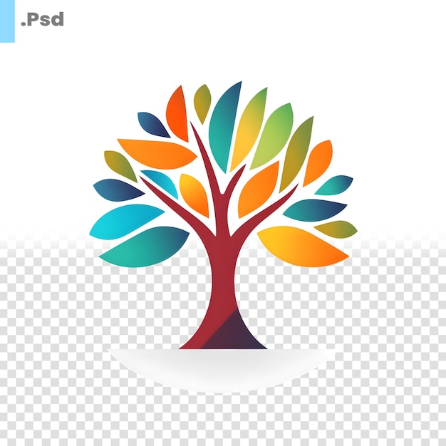 PSD abstrait arbre coloré sur fond blanc illustration vectorielle modèle de logo modèle psd