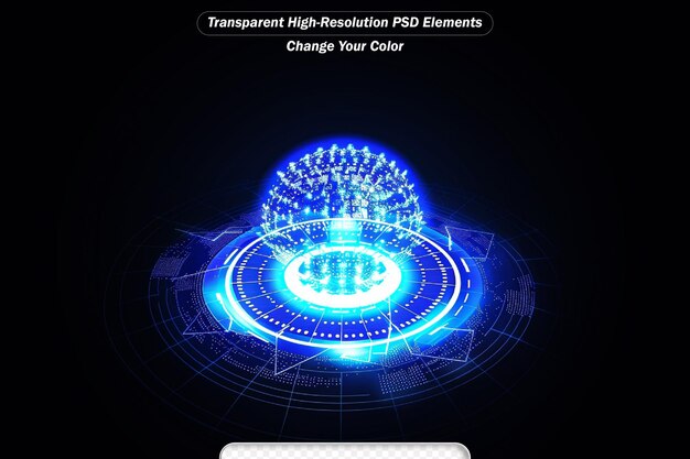 PSD abstrait concept de circuit numérique de cercle de lumière réseau de cercle bleu