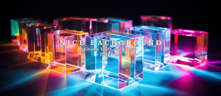 PSD abstrait des cubes d'arc-en-ciel transparents lumière d'arrière-plan image générée par l'ia