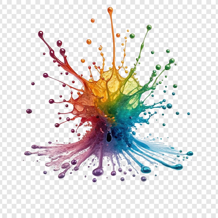 PSD abstrait une éclaboussure d'encre colorée isolée sur un fond transparent