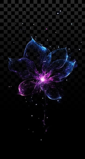 Abstrait Fleur en forme de nébuleuse en violet et bleu sur un fond transparent