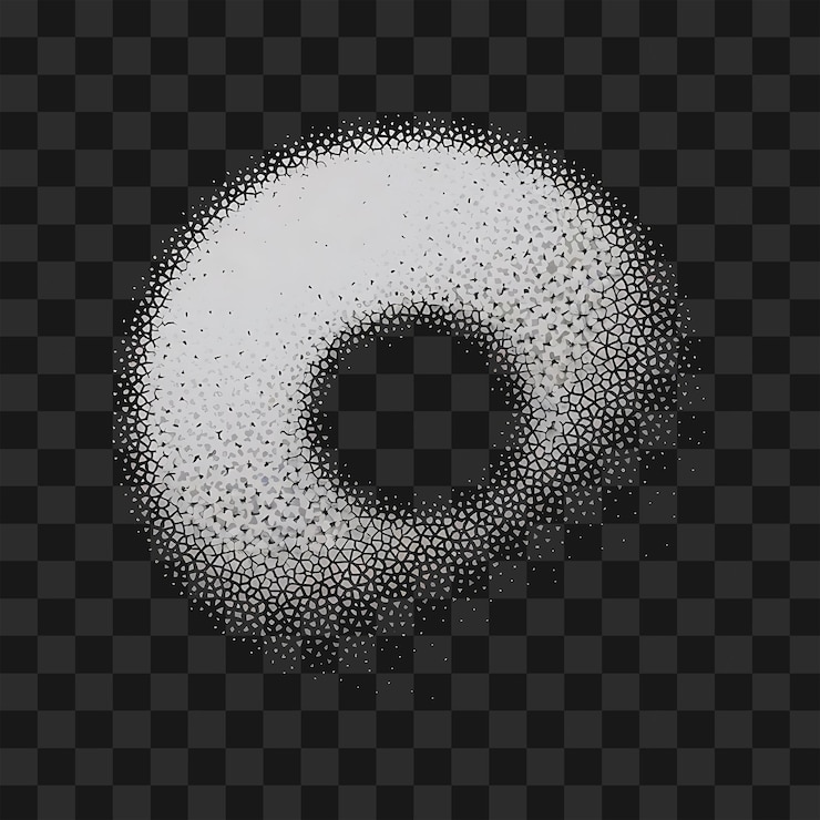 PSD abstrait forme de tore à demi-ton avec effet de pixel de désintégration sur le design d'arrière-plan transparent png