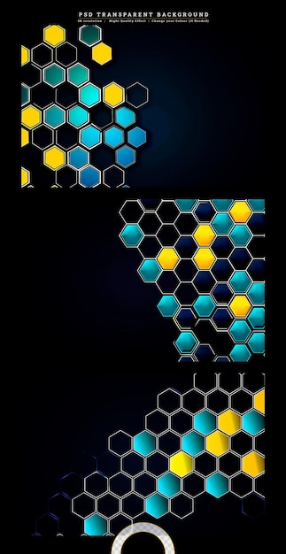 PSD abstrait hexagonal sur fond transparent