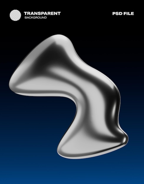Abstrakte 3D-Flüssigform aus Silber