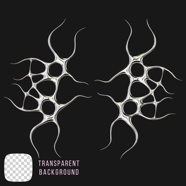 Abstrakte 3D-Rendering von Psd-Chrom-Neuronen auf durchsichtigem Hintergrund