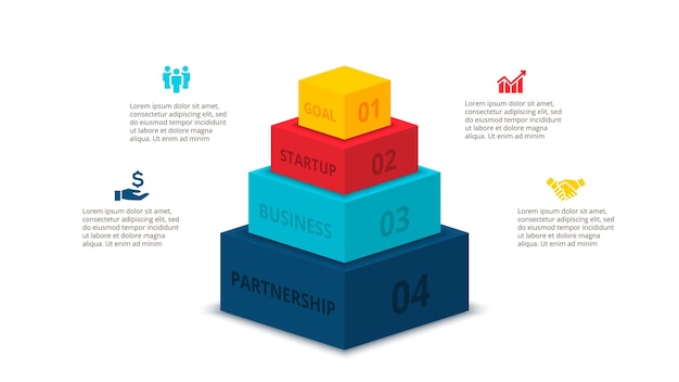 PSD abstrakte elemente für infografik mit 4 schritten oder optionen geschäftsvorlage für die präsentation