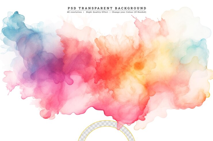PSD abstrakte farbenfrohe aquarellflecken auf weißem hintergrund