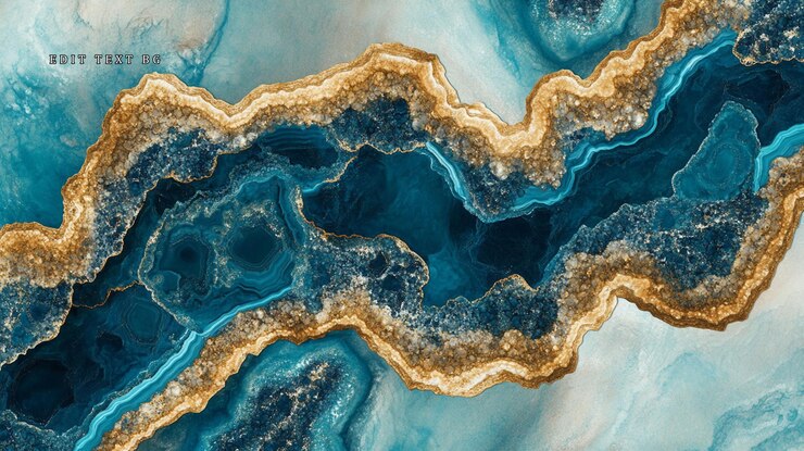 PSD abstrakte geodische textur aus blauem und goldem agat