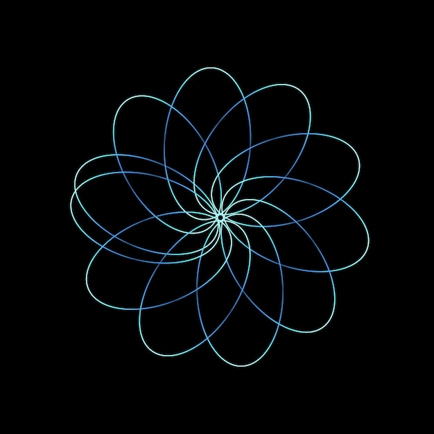 Abstrakte geometrische Blume mit Neonlinien