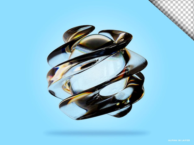 Abstrakte geometrische Form futuristische Dispersion Glasmaterial Design 3D-Rendering