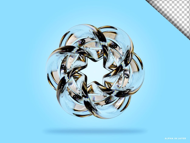 Abstrakte geometrische Form futuristische Dispersion Glasmaterial Design 3D-Rendering