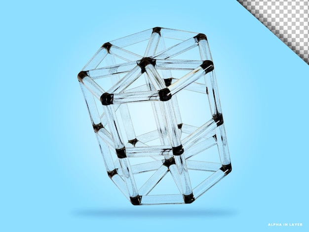 Abstrakte geometrische Form futuristische Dispersion Glasmaterial Design 3D-Rendering
