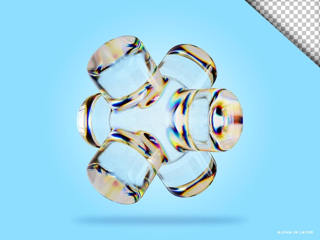 Abstrakte geometrische Form futuristische Dispersion Glasmaterial Design 3D-Rendering