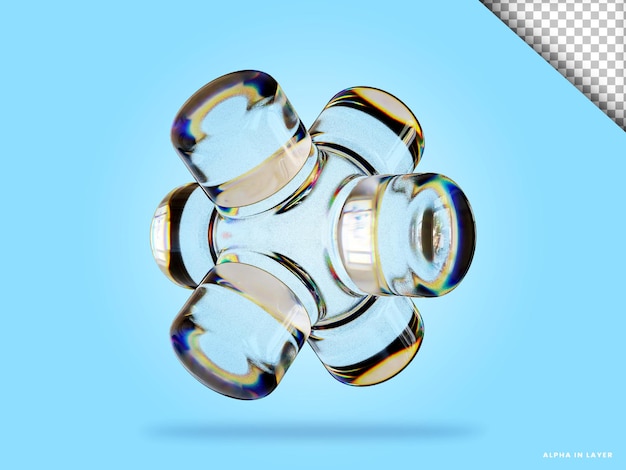 Abstrakte geometrische Form futuristische Dispersion Glasmaterial Design 3D-Rendering