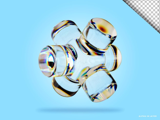 Abstrakte geometrische Form futuristische Dispersion Glasmaterial Design 3D-Rendering