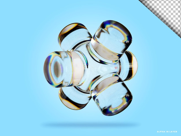Abstrakte geometrische Form futuristische Dispersion Glasmaterial Design 3D-Rendering