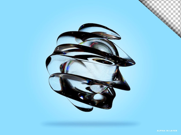 Abstrakte geometrische Form futuristische Dispersion Glasmaterial Design 3D-Rendering