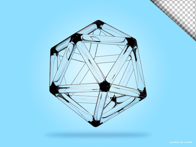 Abstrakte geometrische Form futuristische Dispersion Glasmaterial Design 3D-Rendering