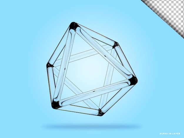 Abstrakte geometrische Form futuristische Dispersion Glasmaterial Design 3D-Rendering